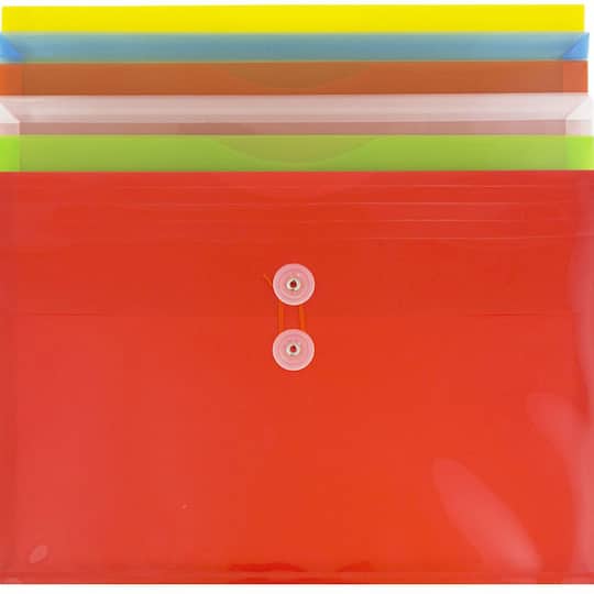 JAM Paper 9.75" x 14.5" Mixed Plastic Button & String Tie Closure Legal Booklet Envelopes, 12ct.